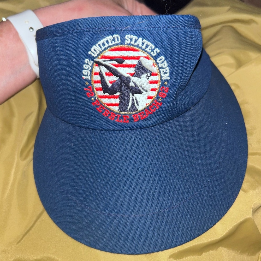 Vintage 1992 US USGA Open Pebble Beach blue adjustable visor USA